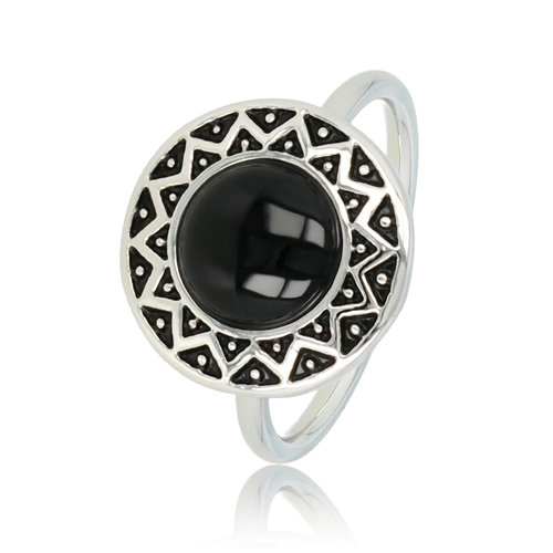 My Bendel Vintage zilveren ring - Onyx steen - Hypoallergeen sieraad