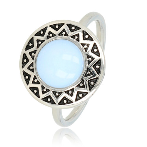 My Bendel Vintage zilveren ring - White Quartz steen - Stainless steel design