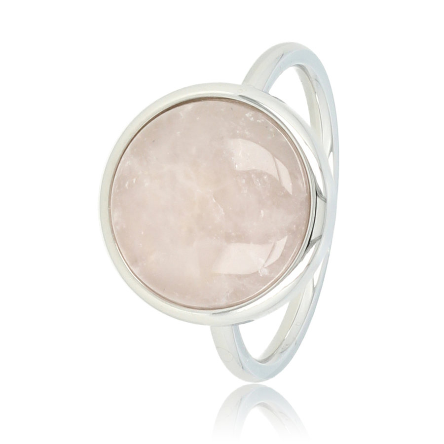 My Bendel Funkelnder Silberring mit einzigartigem Rose Quartz-Edelstein