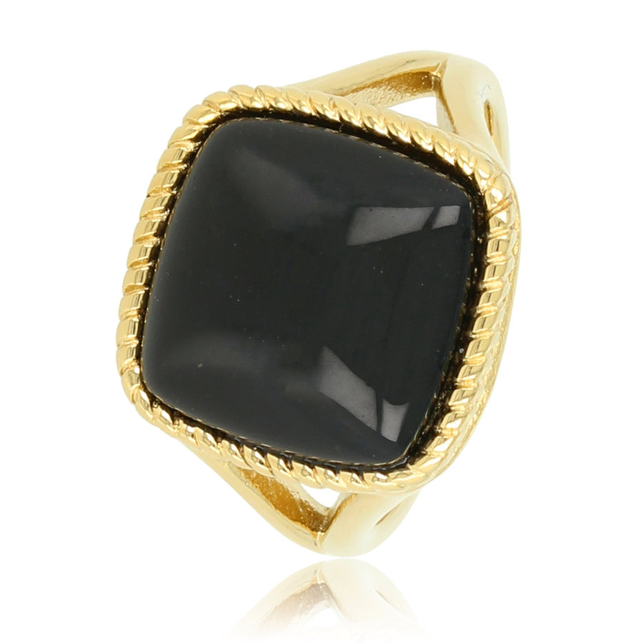 My Bendel Ring goud met echte Onyx edelsteen