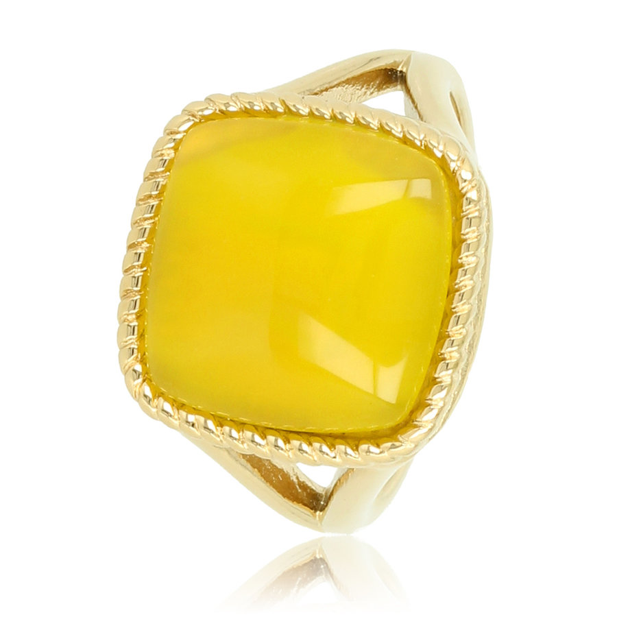 My Bendel Ring gold mit echtem ockerfarbenem Yellow Agate-Edelstein Jeder Ring ist durch die Verwendung von echtem Edelstein ein Unikat
