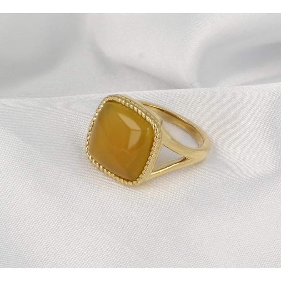 My Bendel Ring gold mit echtem ockerfarbenem Yellow Agate-Edelstein Jeder Ring ist durch die Verwendung von echtem Edelstein ein Unikat