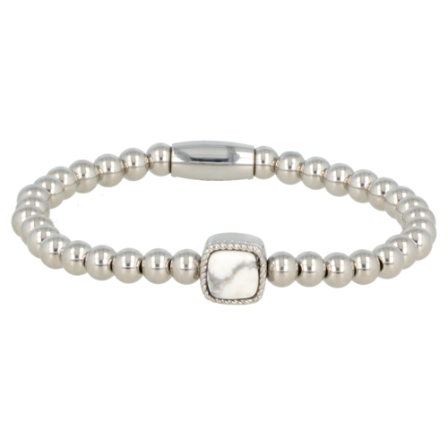 My Bendel Silver Elastic charm bracelet with  Howlite gemstone