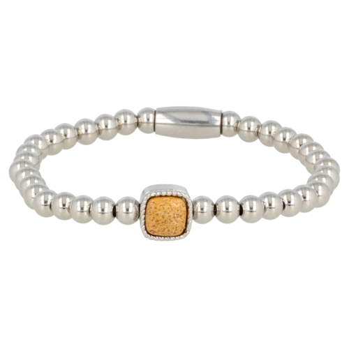 My Bendel Silbern Elastisches Bettelarmband mit Picture Jaspis Edelstein