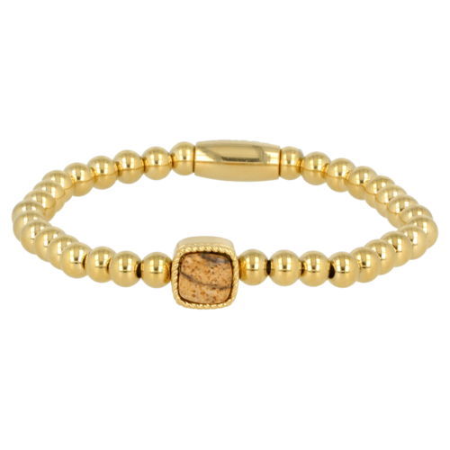 My Bendel Gouden damesarmband met Picture Jasper edelsteen