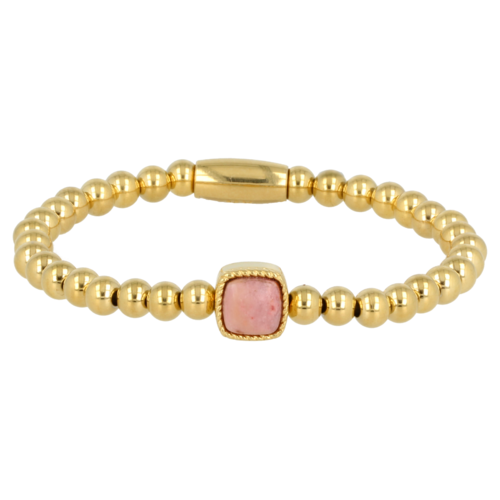 My Bendel Golden elastic charm bracelet with Rhodonite gemstone