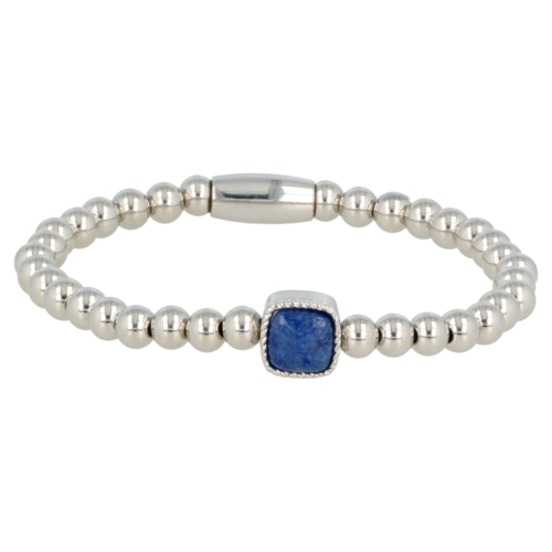 My Bendel Silver elastic charm bracelet with Blue Aventurine gemstone