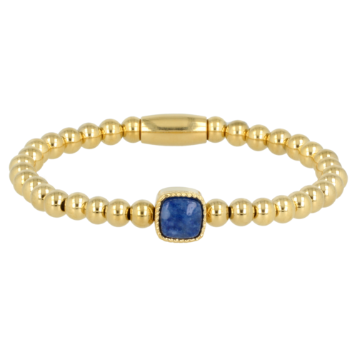 My Bendel Golden Elastic charm bracelet with Blue Aventurine gemstone