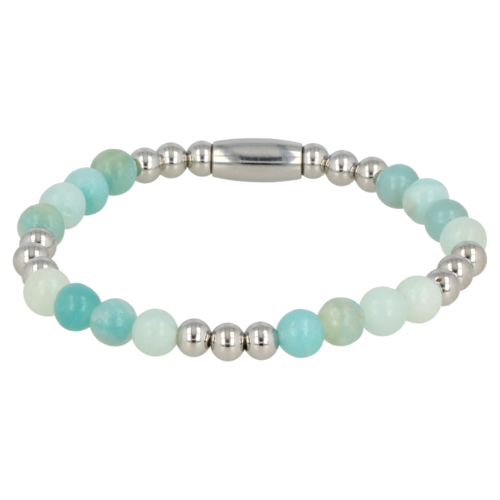 My Bendel Women's silver bracelet with Amazonite gemstone elasticated