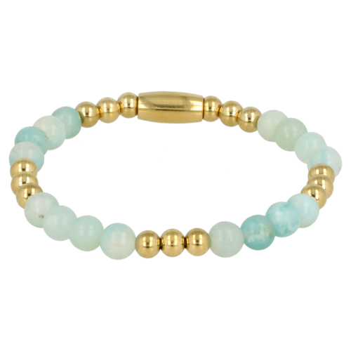 My Bendel Gouden Amazonite Armband Elastisch - Rustgevend Accessoire