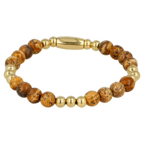 My Bendel Gouden Damesarmband met Picture Jasper Edelsteen