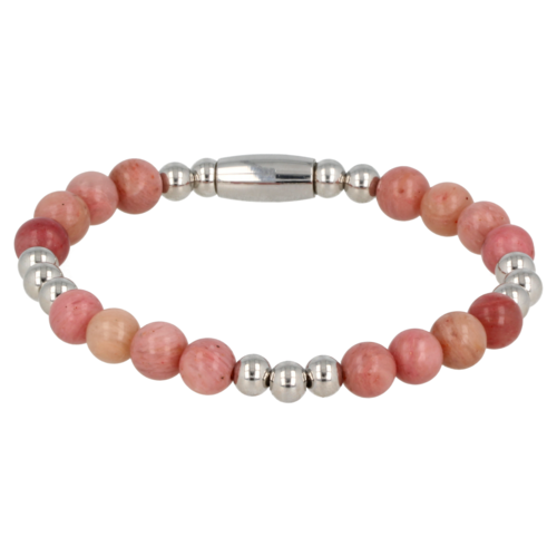 My Bendel Women's silver bracelet with Rhodonite gemstone elastic
