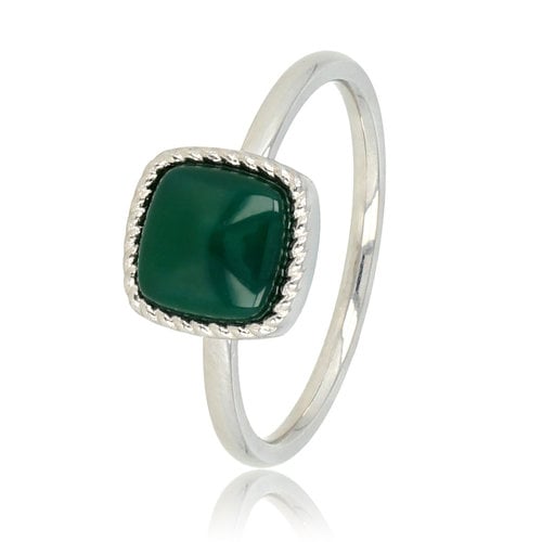 My Bendel Zilveren Zegelring met Donker Green Agate Edelsteen