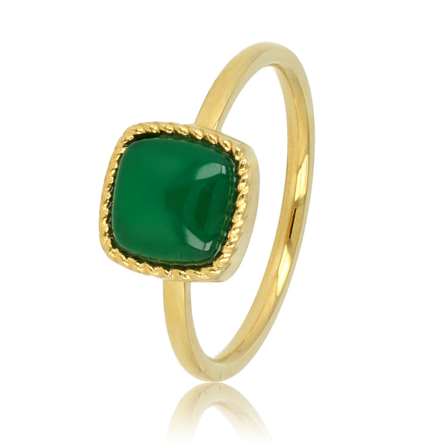 My Bendel Auffälliger ring mit dunkel Grünem Achat-Edelstein
