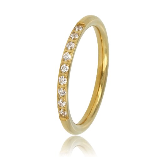 My Bendel Fijne aanschuifring goud - witte zirkonia steentjes