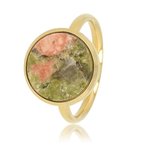 My Bendel Gouden ring met Unakite - unieke edelsteen - innerlijke rust