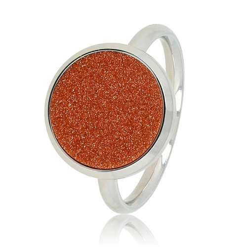 My Bendel Zilveren ring - ronde Gold Sandstone - kracht en energie