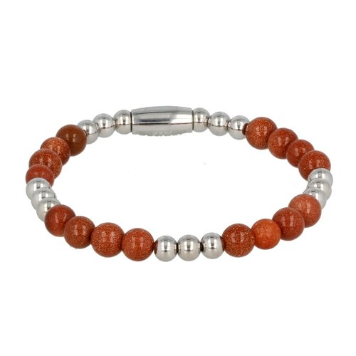 My Bendel Ladies bracelet silver with Gold Sand Stone gemstone elasticated