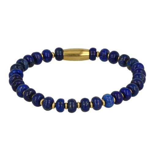 My Bendel Elastic bracelet with Lapis Lazuli gemstone gold