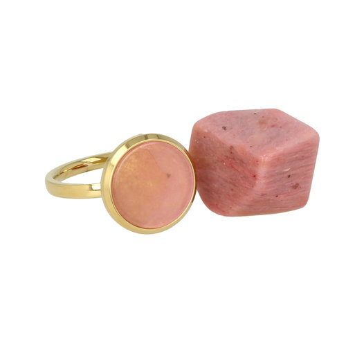 My Bendel Gouden ring met Rhodonite - losse Rhodonite edelsteen