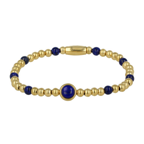 My Bendel Gouden Bedelarmband met Lapis Lazuli Edelsteen