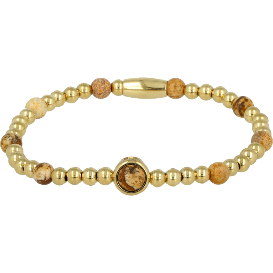 My Bendel Charm bracelet with a special combination of Picture Jasper gemstone and stainless steel