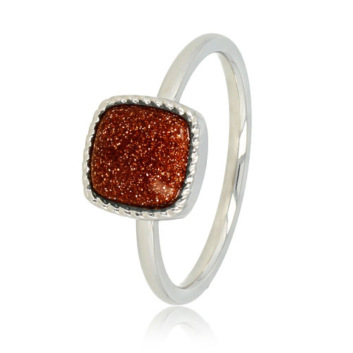 My Bendel Zegelring met Gold Sandstone - Chique en Positief