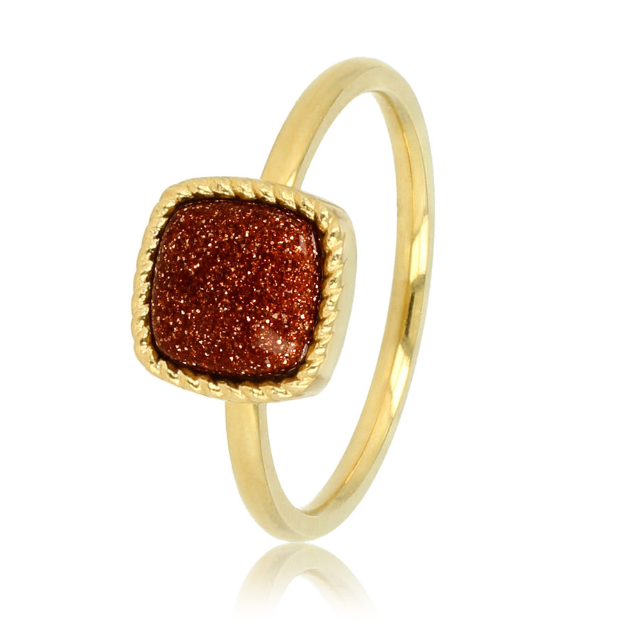 My Bendel Striking signet ring with sparkling Gold Sandstone gemstone