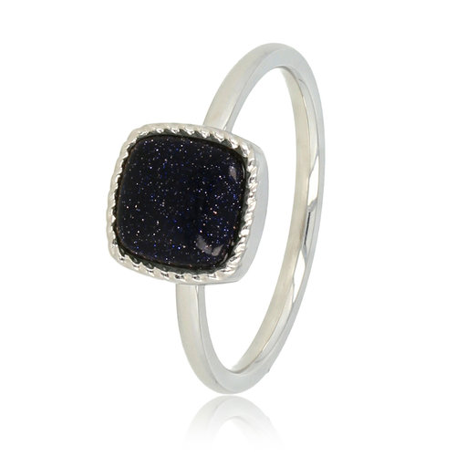 My Bendel Kleine zegelring - Blue Sandstone edelsteen - Chique sieraad