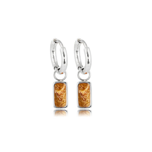 My Bendel Zilveren Oorringen met Picture Jasper Hanger