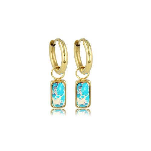 My Bendel Gouden Oorringen met Blue Howlite Elegantie