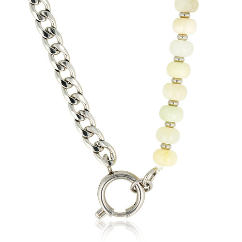My Bendel Zilveren Schakelketting met Amazonite Edelstenen