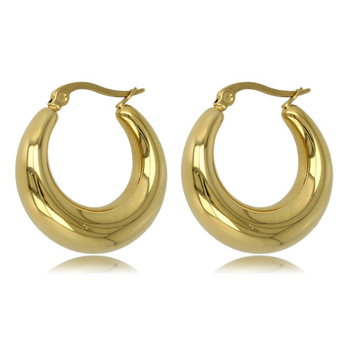 My Bendel Elegante Gouden Ronde Oorring 23x7 mm