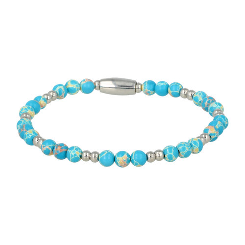 My Bendel Fine silver elastic bracelet Imperial Jasper gemstone 4mm