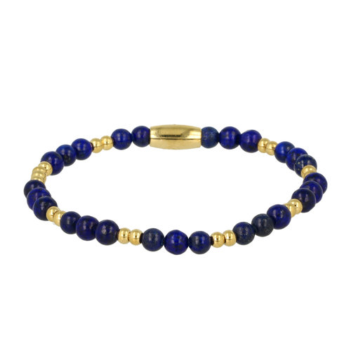 My Bendel Fine elastic bracelet gold with Lapis Lazuli gemstone 4mm