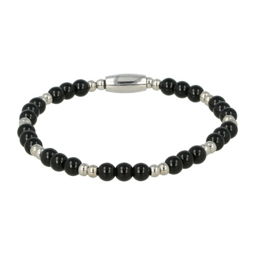 My Bendel Fine silver elastic bracelet Onyx gemstone 4mm