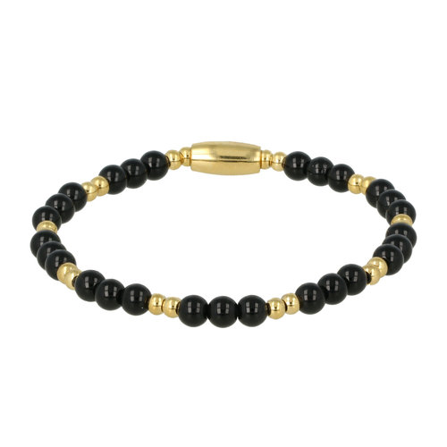 My Bendel Fine elastic bracelet gold with Onyx gemstone 4mm