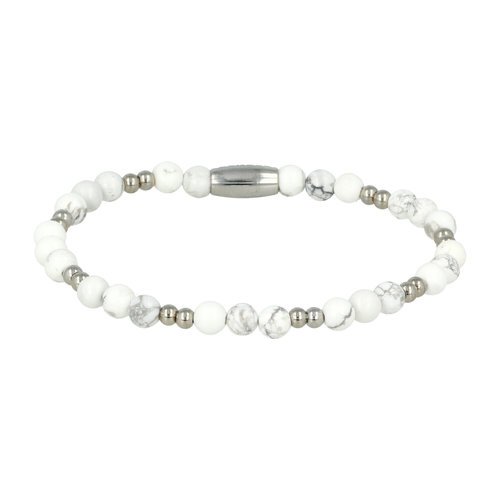My Bendel Fine silver elastic bracelet Howlite gemstone 4mm