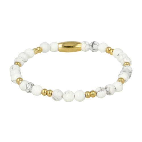 My Bendel Gouden Howlite Armband - Luxe Kalmerende Sieraden
