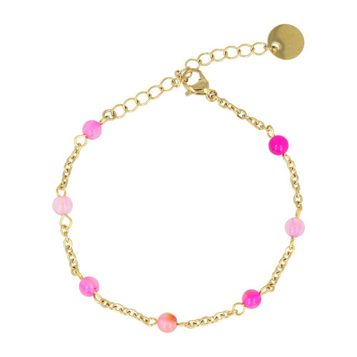 My Bendel Gouden Armband met Rose Stripe Agate Edelstenen