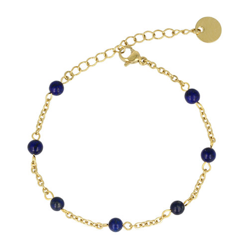 My Bendel Gouden Armband met Lapis Lazuli Edelstenen