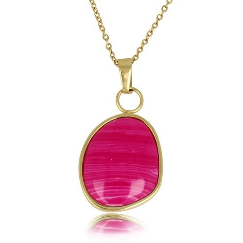 My Bendel Gouden Ketting met Rose Stripe Agate Hanger