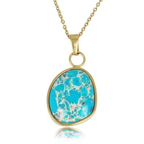 My Bendel Gouden ketting met creatieve Imperial Jasper hanger