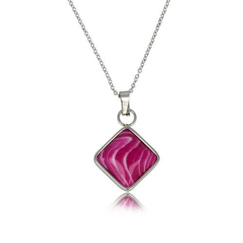 My Bendel Zilveren Ketting met Rose Stripe Agate Hanger