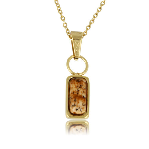 My Bendel Gouden Ketting met Picture Jasper Hanger - Elegant Design