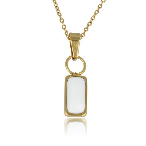 My Bendel Gouden Ketting met White Aventurine Hanger