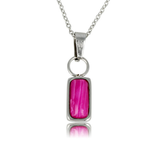 My Bendel Zilveren Ketting met Rose Stripe Agate Hanger