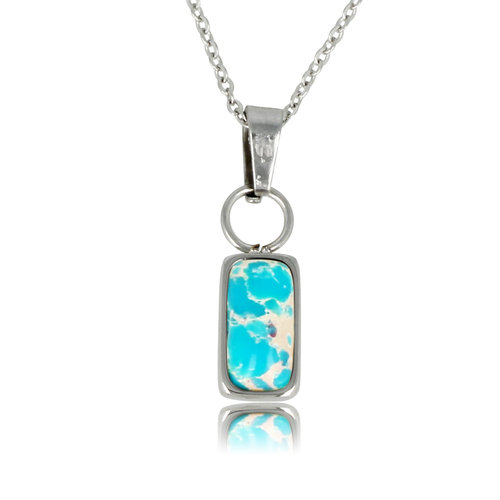 My Bendel Zilveren Ketting met Blue Howlite Hanger - Elegant Design