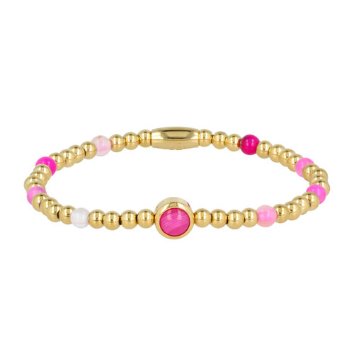 My Bendel Gouden Bedelarmband met Rose Stripe Agate