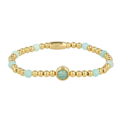 My Bendel Gouden Bedelarmband met Amazonite Edelsteen